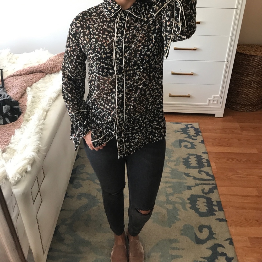 Floral print pajama style blouse