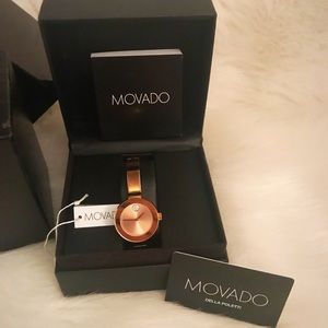 Movado 3600202 Bold Rose Gold Bangle crystal Watch