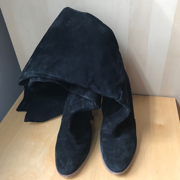 Vero Cuoio thigh high black suede boots sz 38 - Picture 2 of 7
