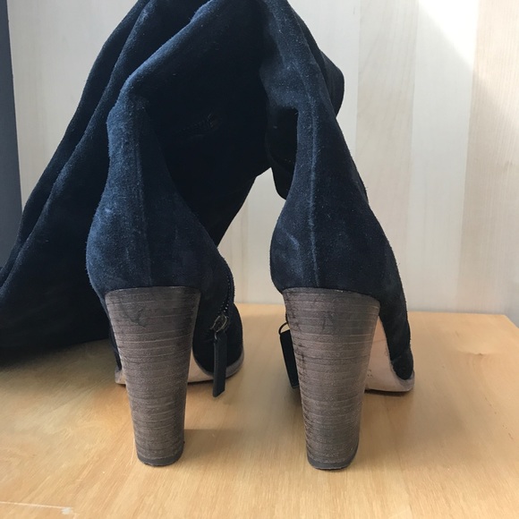 Vero Cuoio thigh high black suede boots sz 38 - Picture 5 of 7