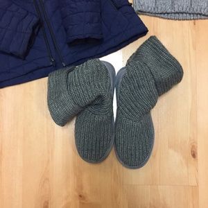 Gray BearPaw Knit Tall Winter Boots