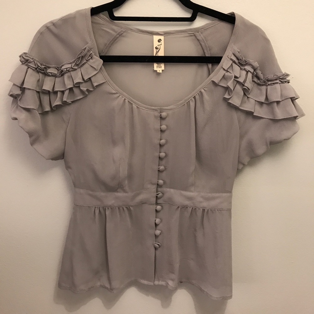 Anthropologie Floreat "Tidal Ruffles" Silk Blouse