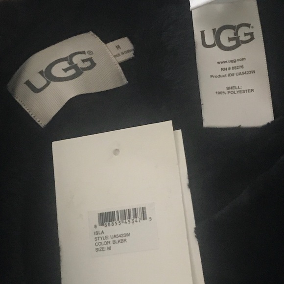 UGG Isla Black Plush Open Cardigan Lounge Sweater - Picture 3 of 8