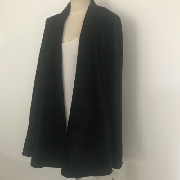 UGG Isla Black Plush Open Cardigan Lounge Sweater - Picture 5 of 8