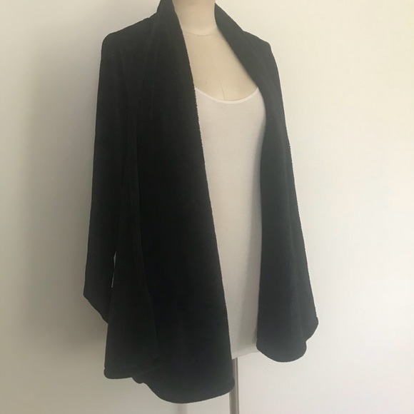 UGG Isla Black Plush Open Cardigan Lounge Sweater - Picture 4 of 8