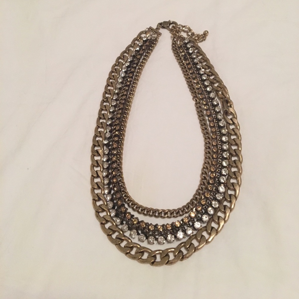 Gold diamond and chain necklace