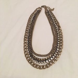 Gold diamond and chain necklace