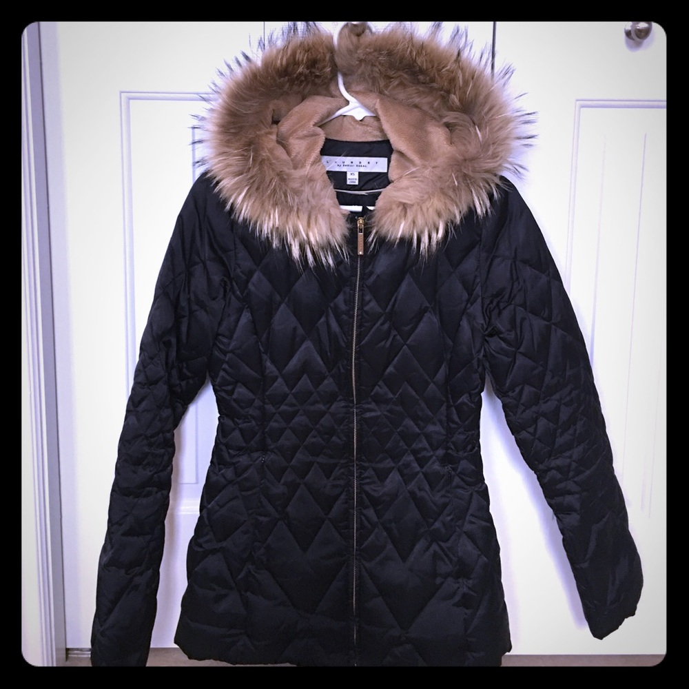 Laundry by Shelli Segal Coat w/ Real Fox Fur Trim