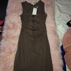 Lace up mocha dress