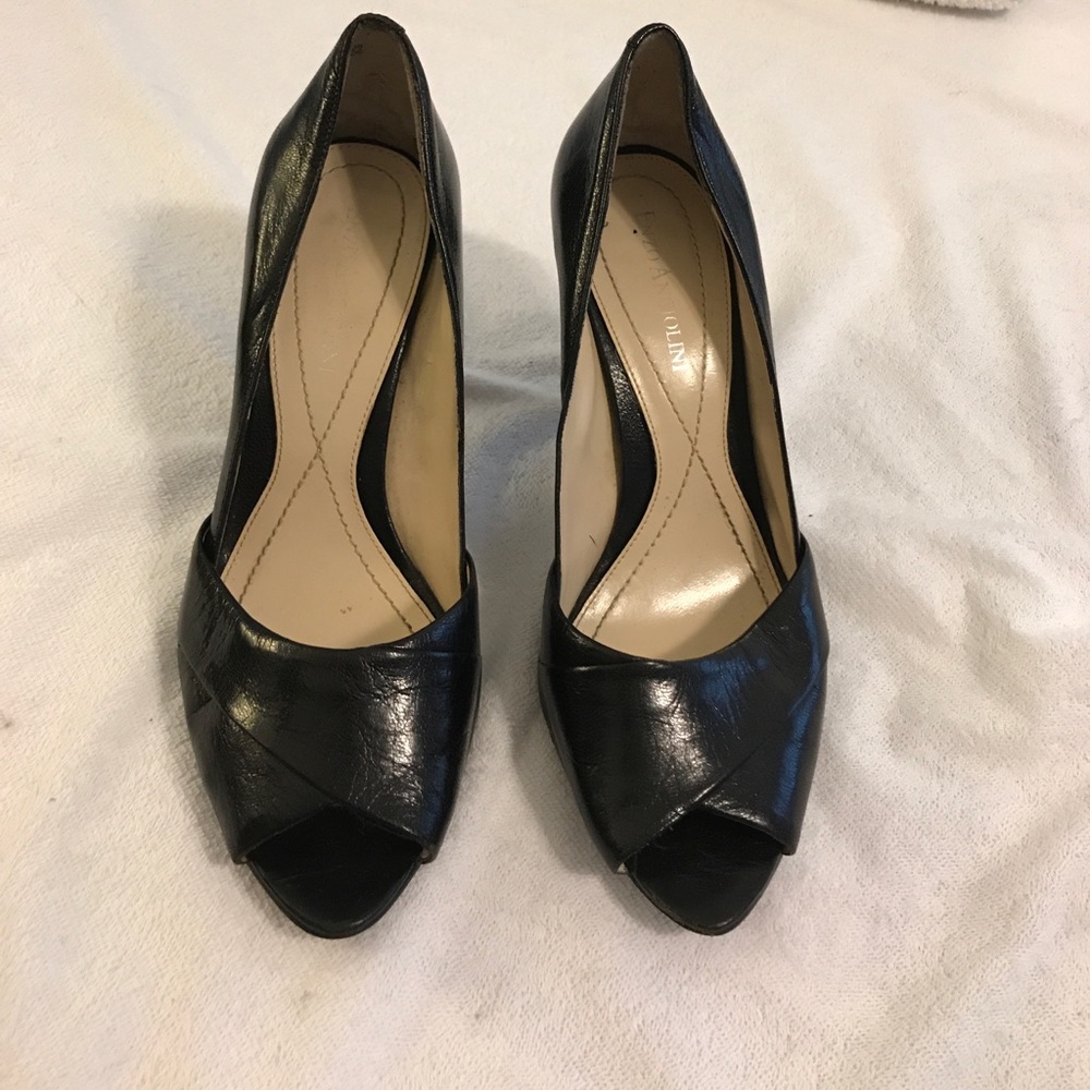 Black Enzo Angiolini peep to heels