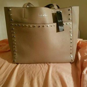 Nicole Miller Taupe Studded Handbag