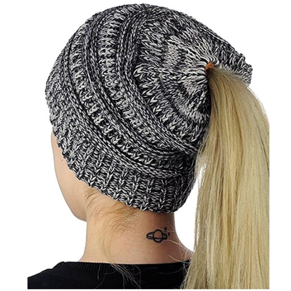 Beanie Messy Bun High Ponytail Hat - Picture 3 of 7