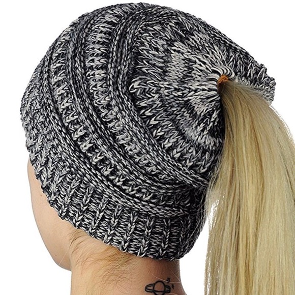 Beanie Messy Bun High Ponytail Hat - Picture 4 of 7
