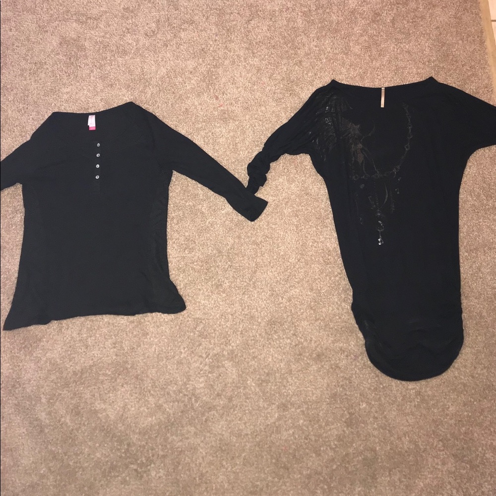 2 black long sleeve shirts