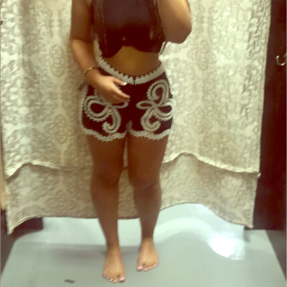 Black and white lace shorts