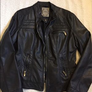 Vegan leather biker jacket, size large