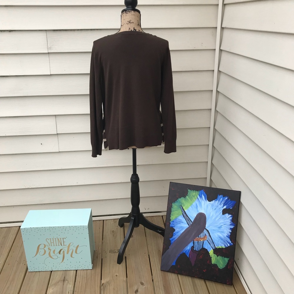 Brown and Tan Ruffle Sweater - Picture 3 of 4