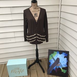 Brown and Tan Ruffle Sweater