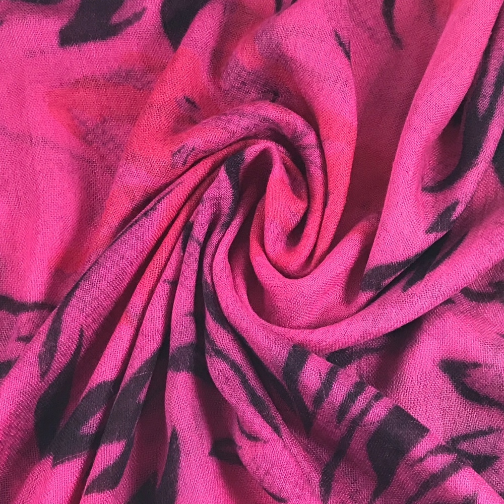 Pink and Black Print Scarf for Women