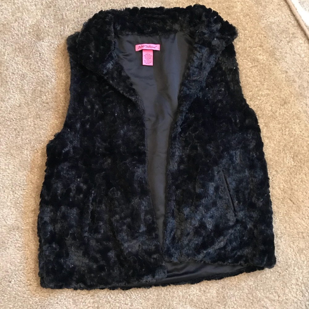 Sequined Betsey Johnson Faux Fur Vest