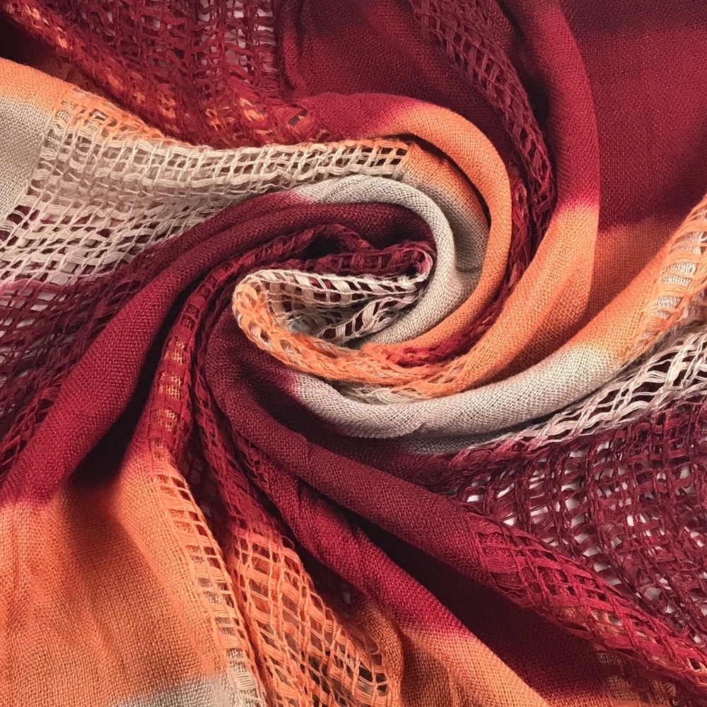 Red and Orange Striped Scarf for Women