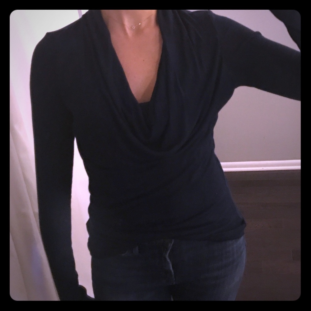 Cowl Neck Long Sleeve Knot Top.