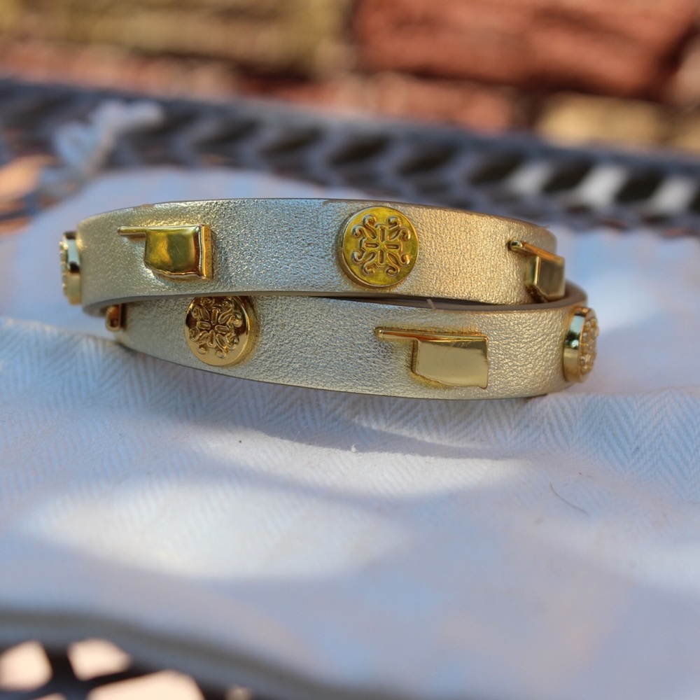 Rustic Cuff Oklahoma Gold Leather Wrap Bracelet