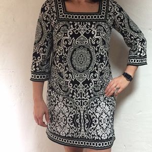 Loft Block Print Matte Jersey Dress, size medium