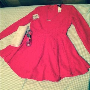 Red Lace Longsleeved H&M Dress
