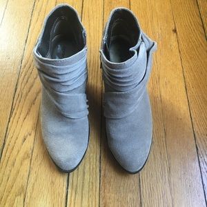 Tan ankle booties, suede