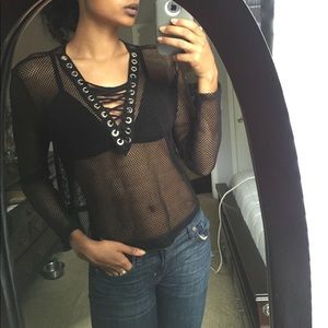 Black Mesh Fashion Nova Top