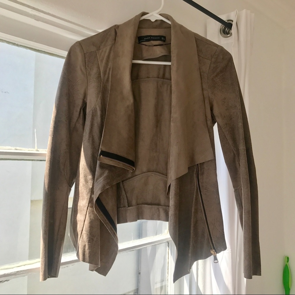 Zara Faux-Suede Drape Blazer/Jacket
