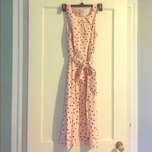Sleeveless polka dot midi dress