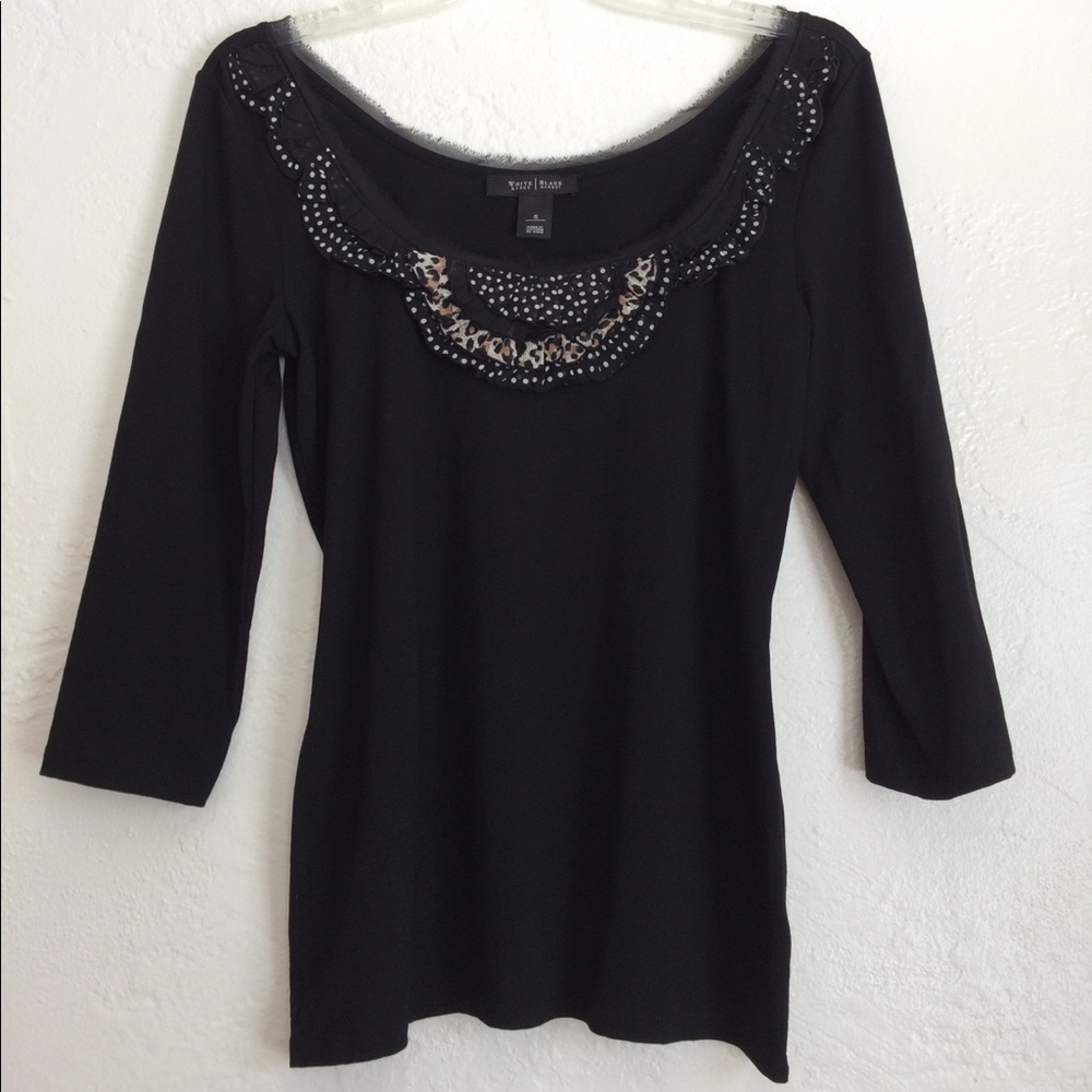 White House black market embellished bib tee
