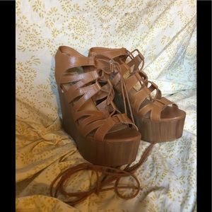 Steve Madden Lace up Platform Wedge Sandals