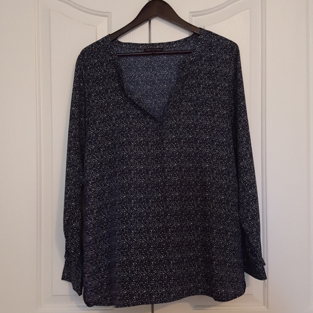 Navy & White Blouse