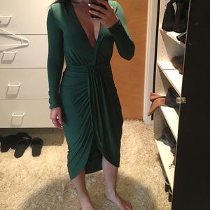Emerald green long sleeve dress.