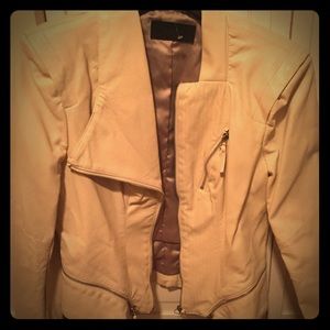 Off white trendy faux leather jacket