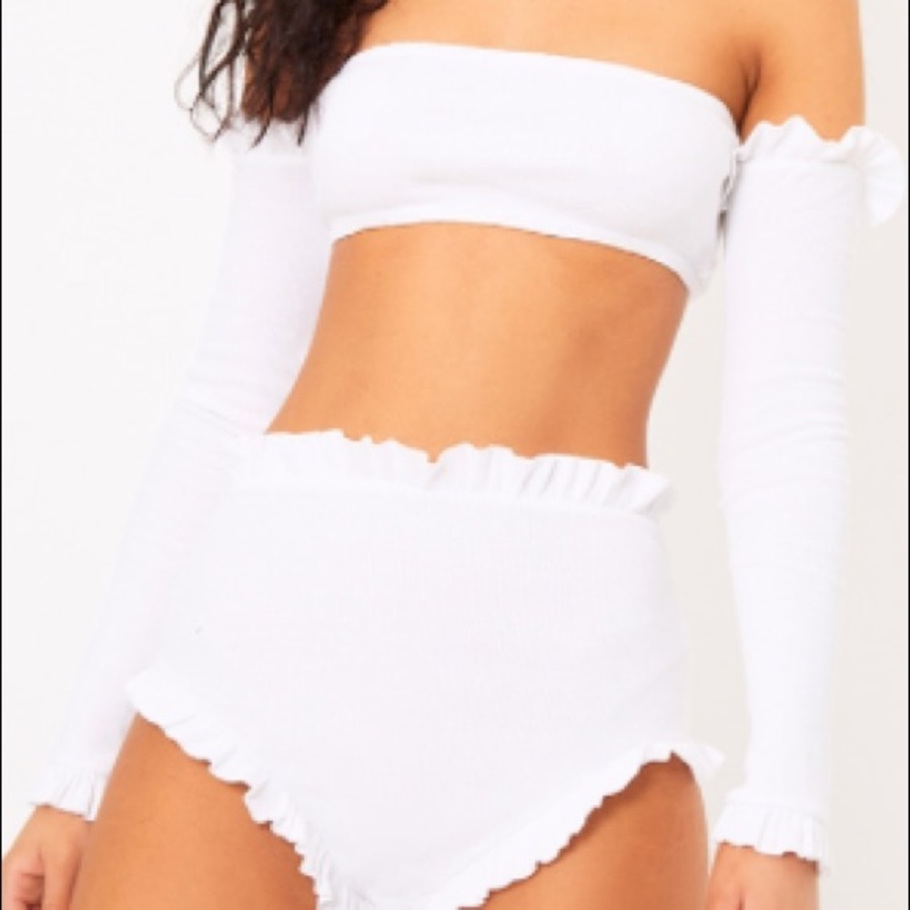 White Long Sleeve Bardot Top