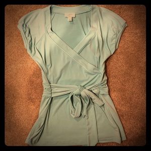 Anne Taylor LOFT petites aqua colored blouse