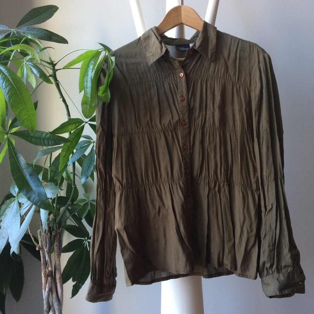 NEW OLIVE GREEN BUTTON UP SHIRT/ BLOUSE 6