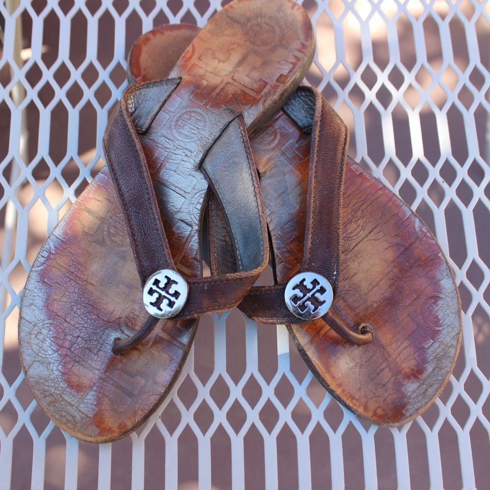 Leather Tory Burch Flip Flops