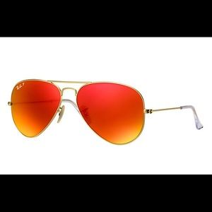 Rayban red aviators with gold frame