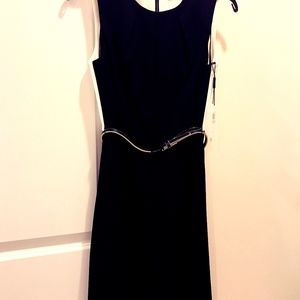 Color block, black and eggshell dress