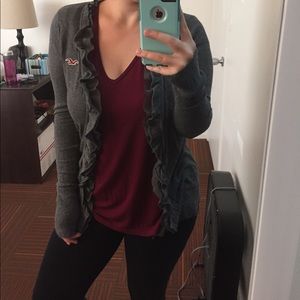 Long sleeved dark gray Hollister cardigan