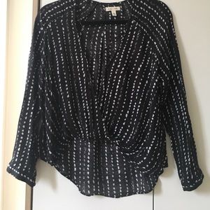 Black & White Spotted Wrap Top