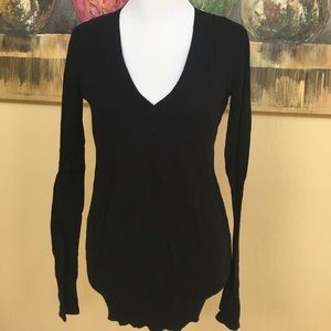 Long black v-neck sweater