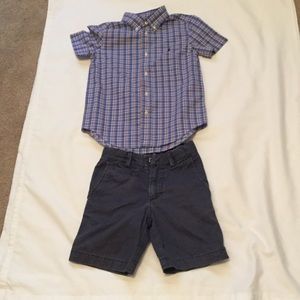 Polo shirt and Gap shorts
