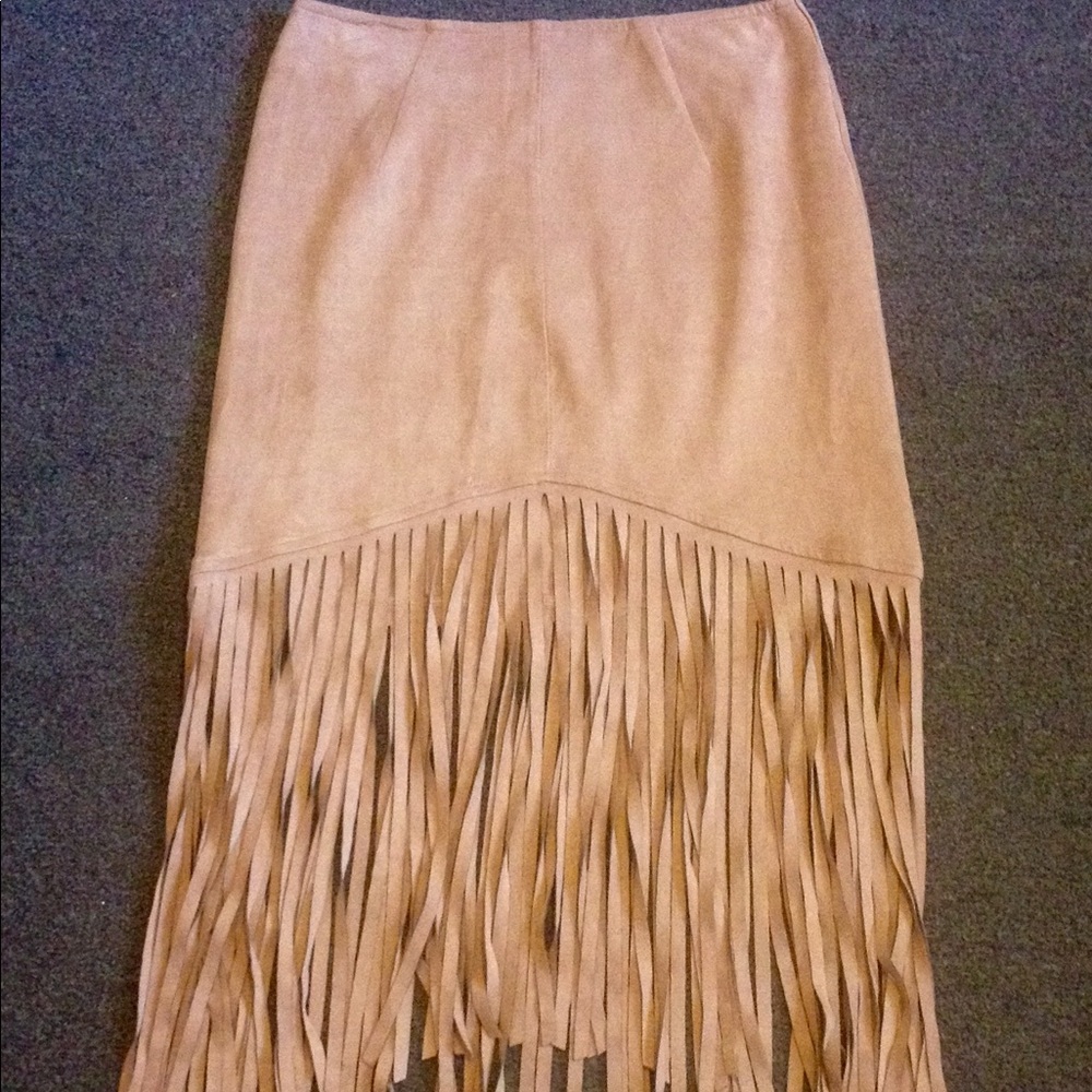 Tassel Skirt Tan Faux-Suede Pocahontas/Cowgirl