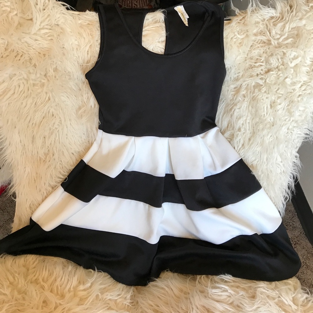 Black and white striped dress